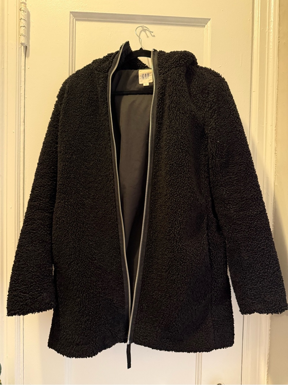 GAP Women's Black Sherpa Zip Jacket with Hood